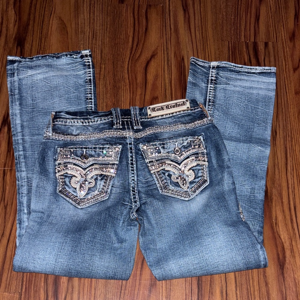 Rock Revival Women's Blue Embroidered Bootcut Jeans